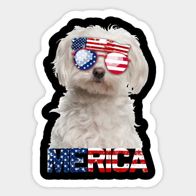 Merica Maltese Dog American Flag 4Th Of July Sticker by jrgenbode